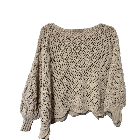 NWT Jessica Simpson Crochet Sweater Small Oversized Boho Dolman Sleeve Cream - Picture 3 of 8